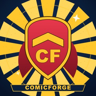 ComicForge superhero emblem logo