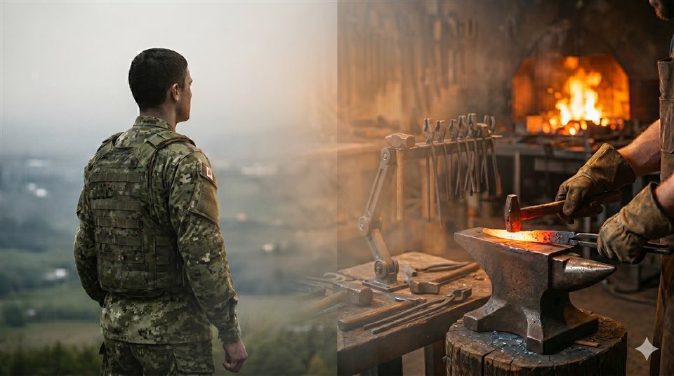 Veteran transitioning from military service into skilled craft and business ownership.